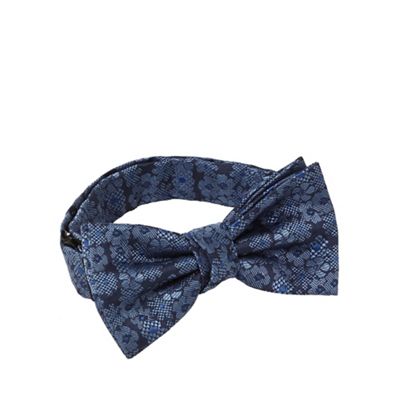 Blue jacquard floral bow tie